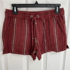 Sanctuary Red Striped Linen Blend Drawstring Shorts Women’s Size S